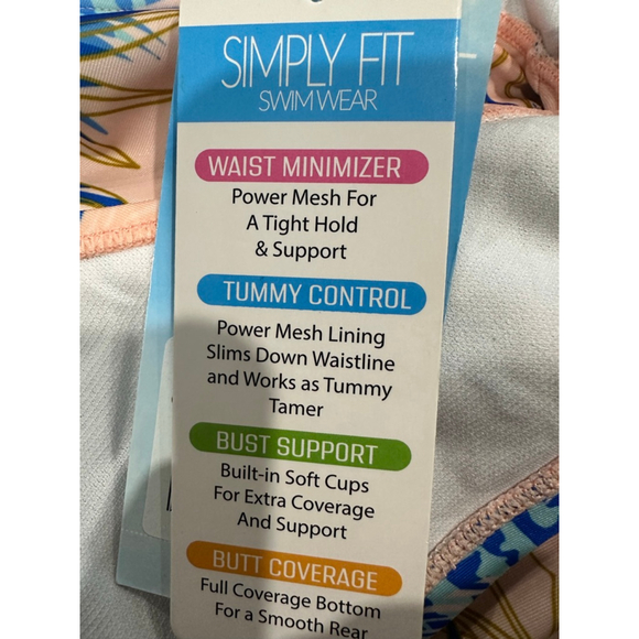 Women's Simply Fit Swimwear Tankini Set 2X Pink Blue Floral - Picture 6 of 6